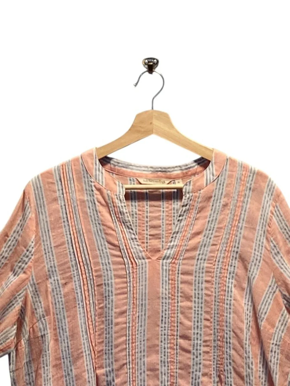 Soft Surroundings Striped Popover Blouse Orange Size XL Coastal Beach Vacation - Picture 6 of 13